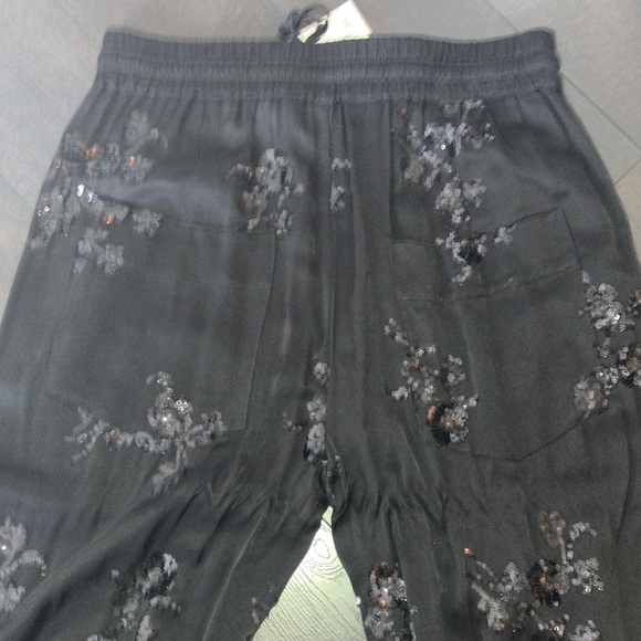 NWT Black Floral Embellished Pants - Picture 9 of 17